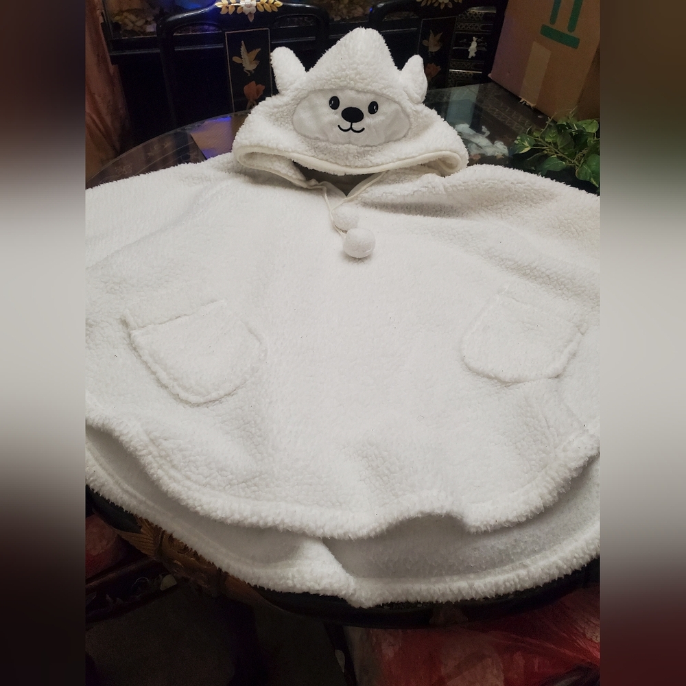 Cozy Critters White Bear Hooded Poncho